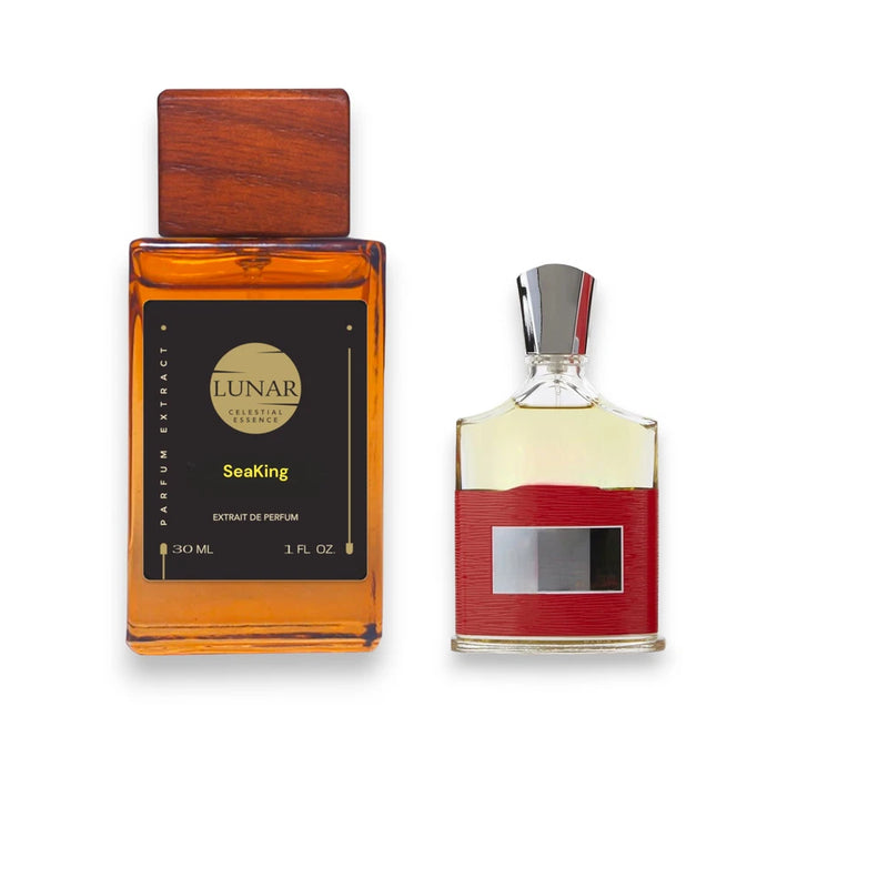 30 ml eau de parfum: amber bottle with wooden cap and clear bottle with silver cap