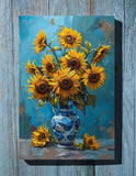 Vase of Sunflowers Vintage Yellow Flowers Wall Art Canvas Unframed Print Art Sunflower