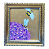 Hydrangea Honey bee Bumblebe Original Oil Painting Gold Framed Small Wall Art Hydrangea