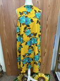 The Limited Yellow Blue Hydrangea Sleeveless Dress L Large Zip Back Mock Neck Hydrangea