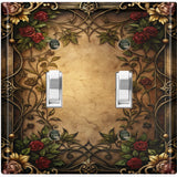 Metal Light Switch Outlet Cover Wall Plate Vintage Red Roses Floral Frame FME116 Roses