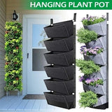 6 Pockets Garden Wall Hanging Planting Bags Green Plant Grow Planter Felt Bags Garden Plants