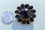 Vintage GOLD TONE Sunflower BLACK ONYX BROOCH Sunflower