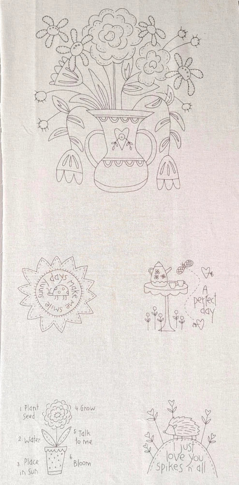 Blume and Grow pre printed cotton linen stitchery embroidery panel 10 designs Flowering Plants