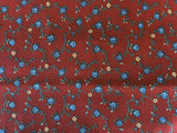 Cotton Quilt Fabric Floral Maroon by 1/2 Yard Flowering Plants