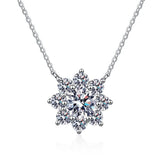 Certified  Moissanite Necklace D Color sunflower Pendant S925 Silver Women 6.5mm Sunflower