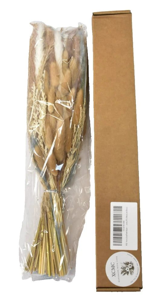 XCMC Natural Dried Flower Bouquet 17" Boho Style Mixed Pampas Natural Set Dried Flower