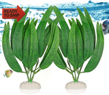 BEGONDIS 2Pcs Artificial Aquatic Plants Set - Lifelike Silk Fabric Leaves for A Green Plant