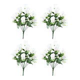 4 Pieces Artificial Rose Flowers Floral Bouquet DIY Centerpiece White Versatile Roses