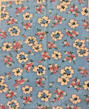 PRETTY Vintage 1940s feedsack fabric piece 8x10" floral pattern blue pink green Flowering Plants