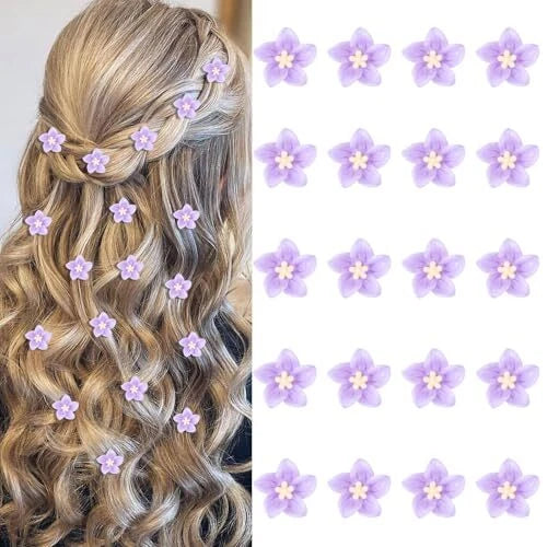 Mini Lily Flower Hair Clips and Barrettes - 20 Cute Small Bridal Hair Purple Lily