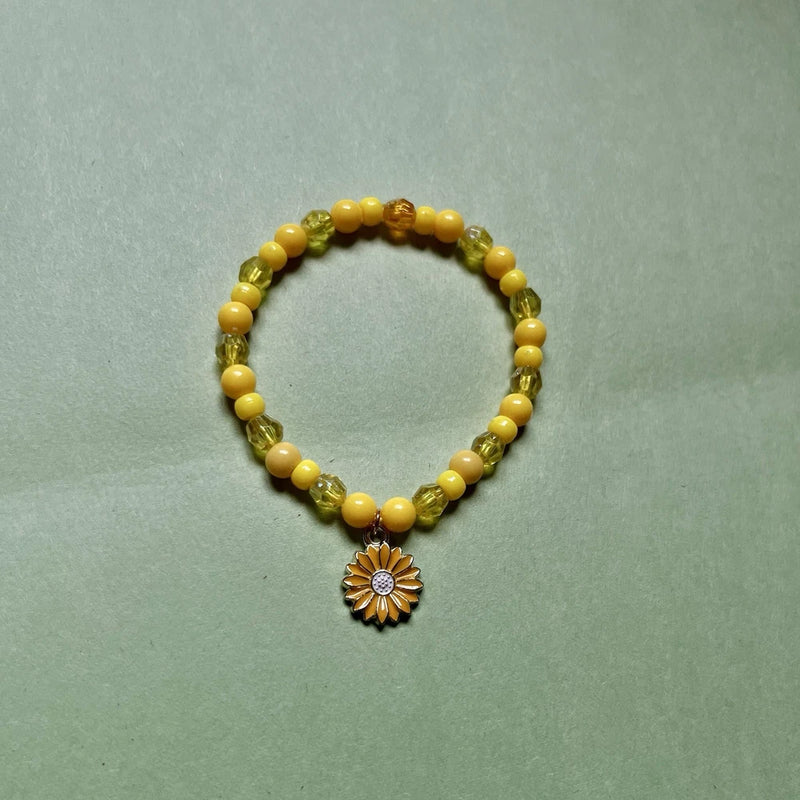 Yellow Sun Flower Bead Kids Bracelet- Hand Made Sunflower