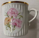 Original Bohemia Czech JANUARY CARNATION Flower of Month Coffee Mug 3.5" Carnation