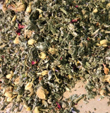 No.7 Tea Mix - Rose Lavender Marsh Raspberry Feverfew Chamomile Jasmine - 2 oz Dried Flower