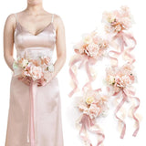 LingÕs Moment Pink Bridesmaid Bouquets Set of 4 Blush Artificial Flowers Bouquet