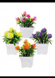 4pcs Mini Artificial Plants, Miniature Fake Flowers, Suitable For Home, Room Green Plant