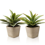 2 Pack Small Fake Plants in Farmhouse Pulp Pot for Home Decor, Artificial Aga... Green Plant