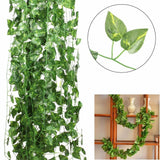 12/24 Pcs Artificial Hanging Plant Fake Flower Leaves Long Silk Ivy Vine Garland Green Plant