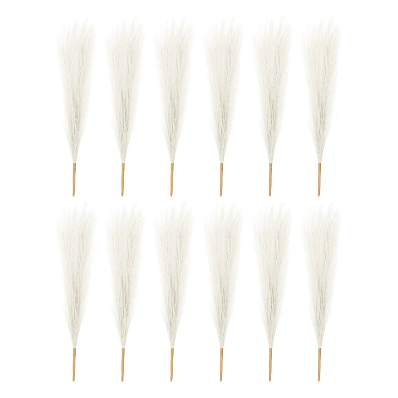 12 Pcs 17 Inch Faux Pampas Grass Artificial Boho Decor Cream Pampas Grass