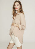 Hatch Maternity Women THE BOYFRIEND SHIRT Petal Gingham Cotton $178 NEW Roses