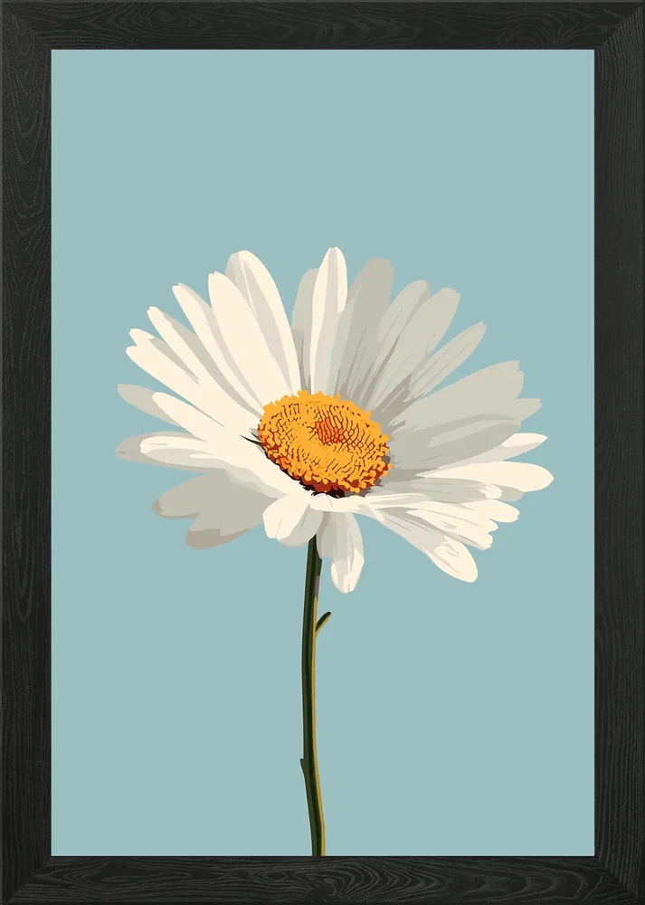 Daisy Flower Illustration Framed Wall Art Poster Canvas Print Picture Daisies