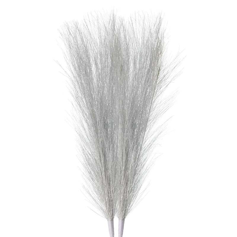 2Pcs Pampas Grass 17.7" Fake Pampas Grass for Wedding Decoration Silver Pampas Grass