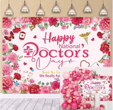 Happy Doctors Day Backdrop Decorations Pink Carnation Flowers 4x6 Ft Carnation