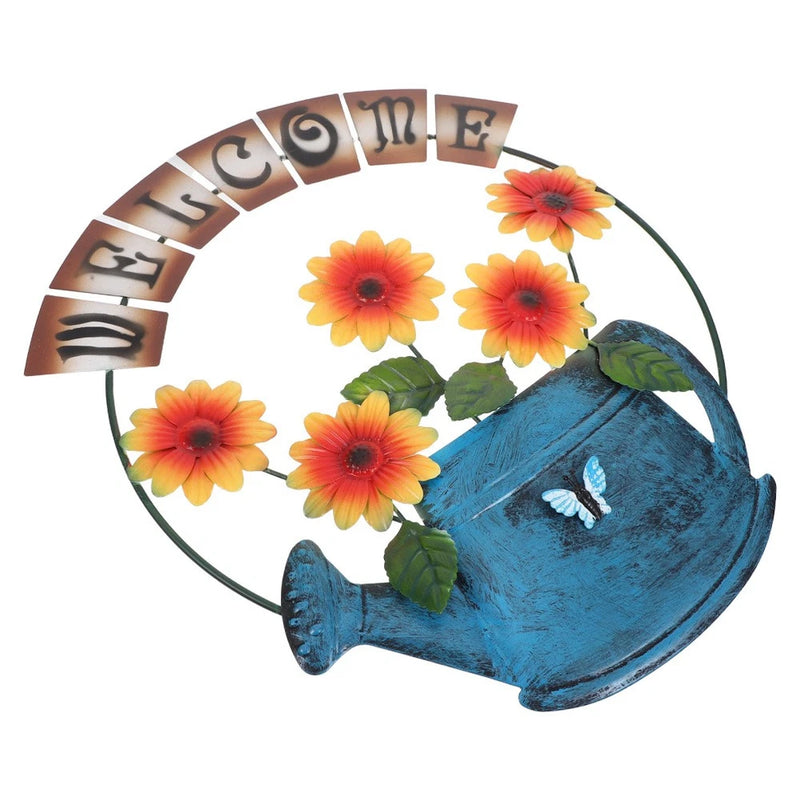 Sunflower Welcome Sign Outdoor Metal Wall Decor Hanging Decoration Sunflower