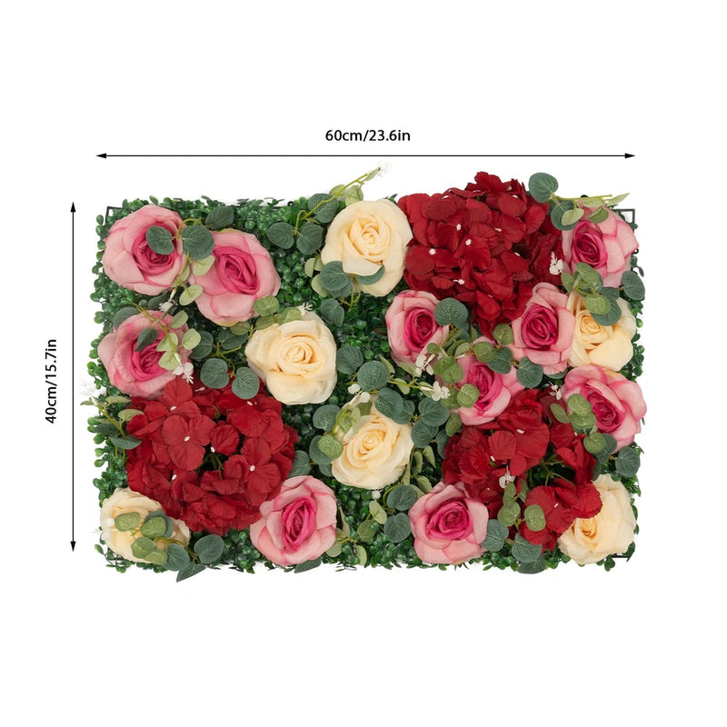 12 Pcs Artificial Flower Wall Panels Faux Hanging Floral Backdrop Decor 40*60cm Hydrangea
