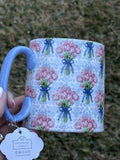 Bella 10 Strawberry Street Ceramic Mug- Flower Design- Pink Tulip Hydrangea New Hydrangea