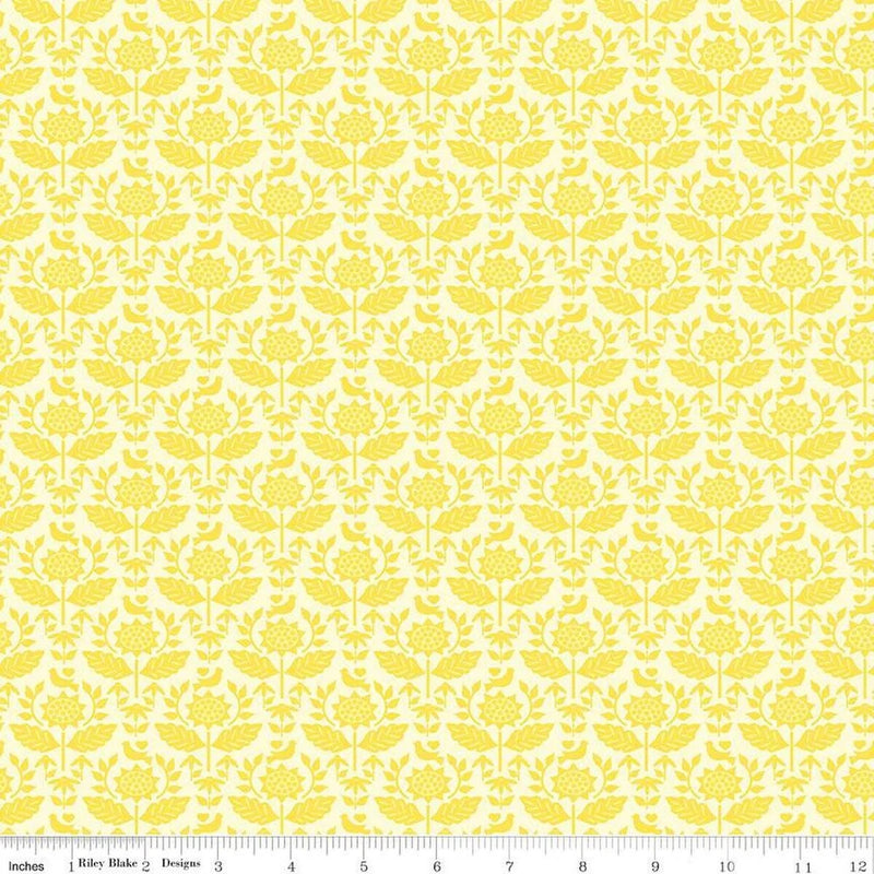 Yard~ Sunny Skies Yellow Floral By Riley Blake $3.99 Ships ANY Amount Of Fabric Flowering Plants