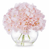 Silk Hydrangea Artificial Flowers in Vase with Faux Water, Pink Hydrangea Art... Hydrangea