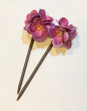 A Pair ( 2pc) Of Artificial Silk Flower Hydrangea Hair Stick Maroon Purple Color Hydrangea