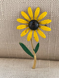 Sun Flower Pin Yellow/Black Sunflower Gold Tone Vintage Brooch Pin Sunflower