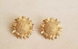 Beautiful 14k Yellow Gold Plated Sunflower Post Stud Earrings for Women 15Mm Sunflower