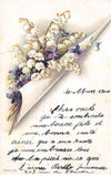 Flowers - No. 85689 - Sprigs Of Lily Of The Valley And Violets - Embossed Card Lily