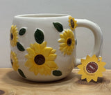 Market Finds Textured Sunflowers Hand Painted 20 Oz Ceramic Coffee Tea Mug Gift Sunflower