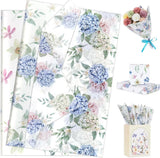 60 Pcs Floral Tissue Paper, Elegant Blue Hydrangea & Mixed Flower Tissue Paper f Hydrangea