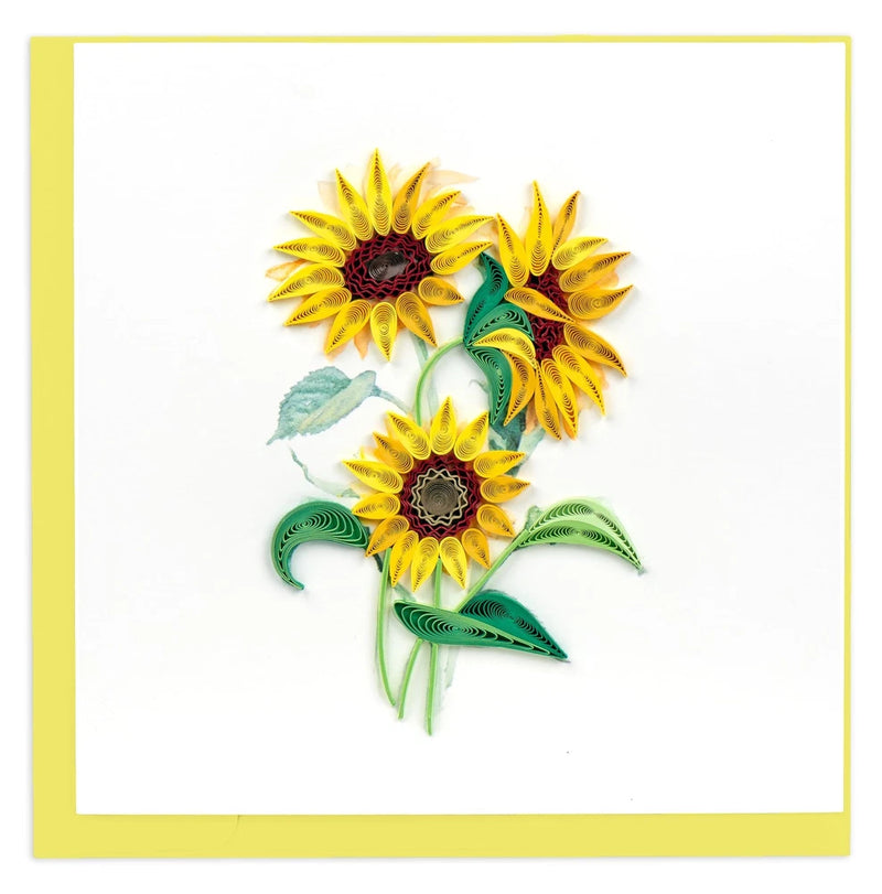 Handmade Quilled Wild Sunflowers Greeting Card Ð 6x6 Inch Blank Card with Env... Sunflower