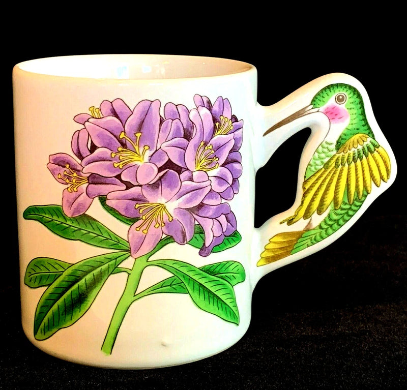 Hummingbird Handle Mug Hydrangea Blossom Mug 10 Ounce Unbranded Made In Japan Hydrangea
