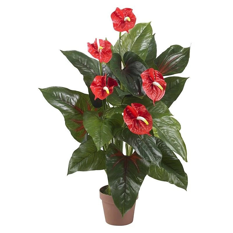 3' Anthurium Silk Plant (Real Touch) Green Plant