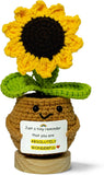 Sunflower Crochet Flower Gift - Handmade Positive Doll with Uplifting Quote - Th Sunflower