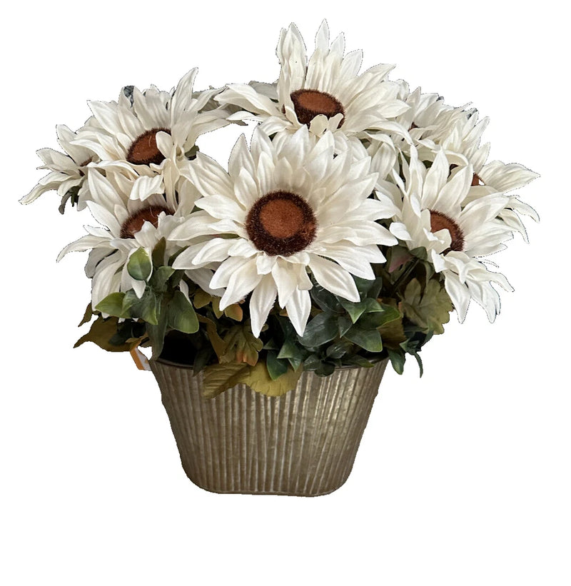 Farmhouse Centerpiece by Harvest Decor WHITE SUNFLOWERS  ARRANGEMENT  NWT Sunflower