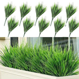 10 Bundles Fake Plants Outdoor Artificial Grass Greenery Shrubs for Garden Decor Green Plant