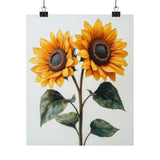 Boho Sunflowers Flower Art Print Poster, Minimalist Floral Wall Art 3 Sunflower