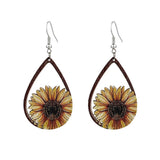 Wooden Sunflower Earrings for Women Daisy Flower Drop Dangle Earrings Statement Sunflower