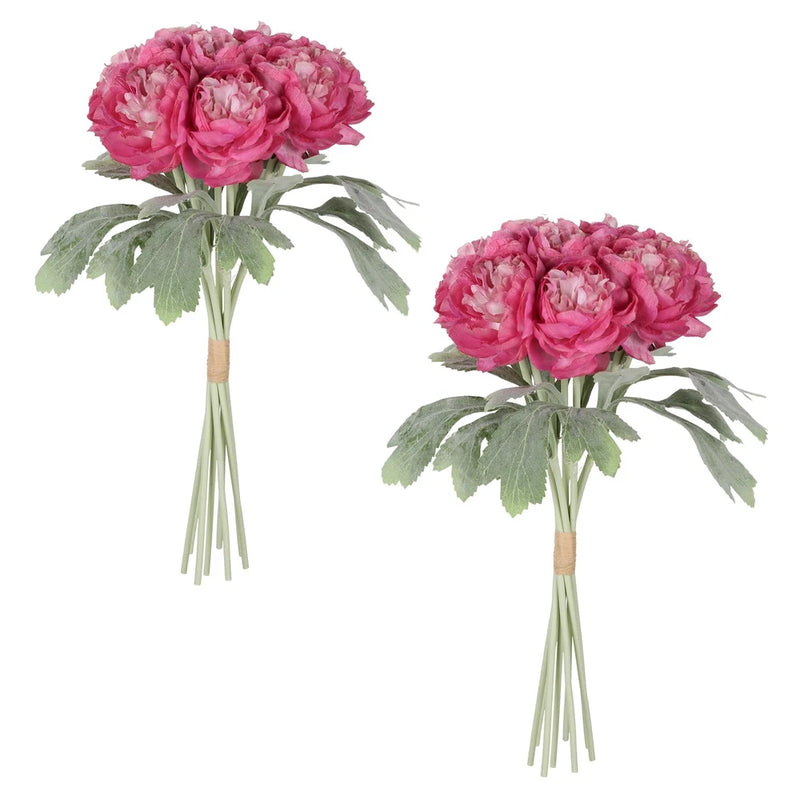 2 Pack Hot Pink Artificial Peony Bouquets 12.99Ó Real Look Ranunculus Flowers... Peony