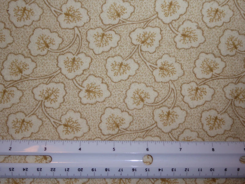 1YD (see details) FLANNEL Marcus Cream Gold Leafy Vines Quilting Cotton Fabric Flowering Plants