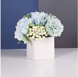 Artificial Faux Flowers with Small Ceramic Vase, Hydrangea with Vase Plastic... Hydrangea