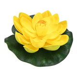 1-Set Artificial Foam Lotus Flower with Water Lily Pad, 7" [Yellow] Lily